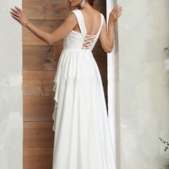 Off white wedding dress.Destination outdoor second wedding bridal gown - Picture 4 of 7